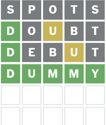 Screenshot of Wordle Solution for April 28, 2025