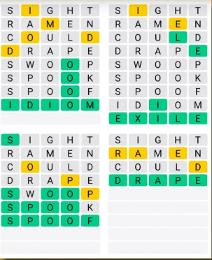 Screenshot of Quordle Answer for May 1, 2025