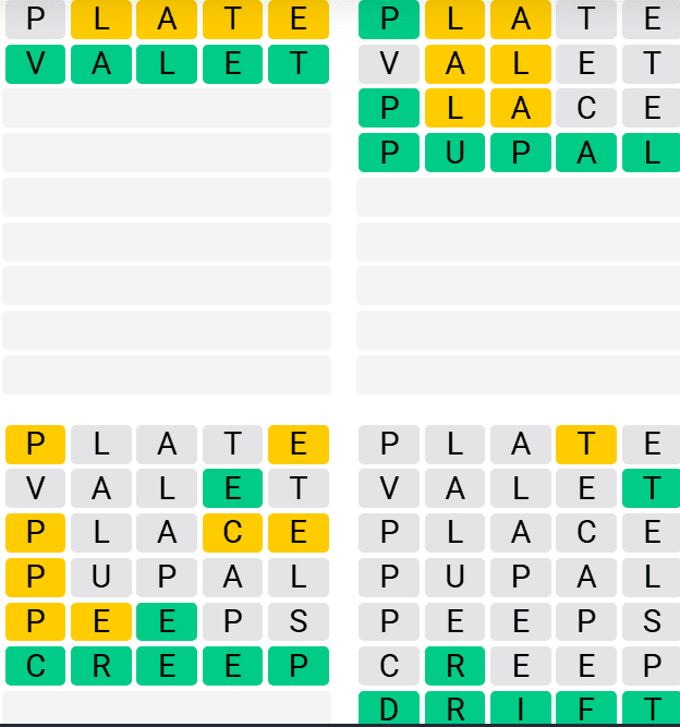 Screenshot of Today's Quordle Answers April 23, 2025