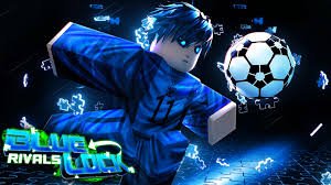 Blue Lock Rivals Roblox game logo with anime-style football player character