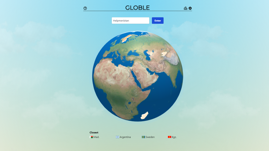 Screenshot of Globle game page