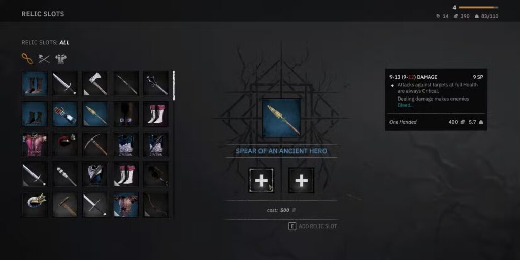 Adding a relic slot to a weapon in tainted grail the fall of avalon