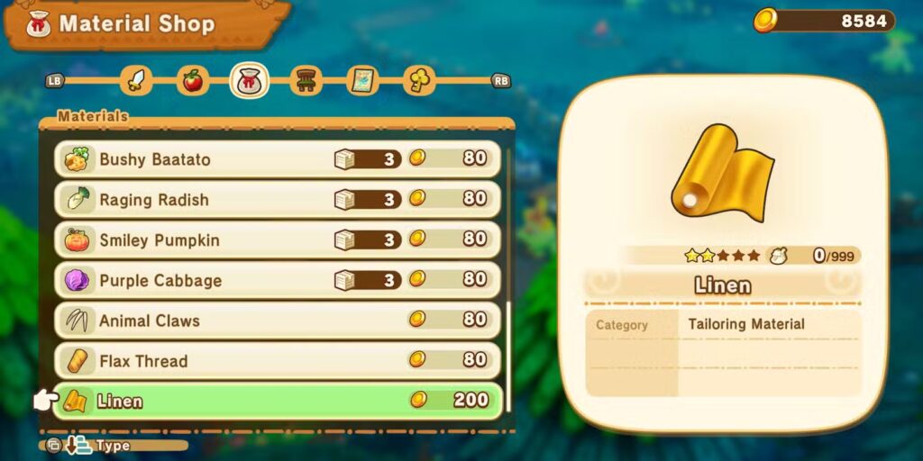Buying Linen in Fantasy Life i The Girl Who Steals Time