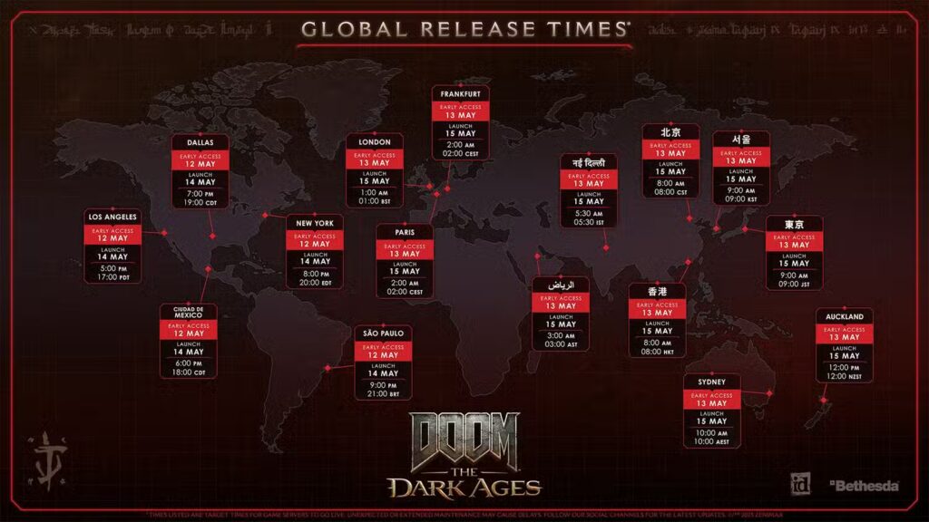 DOOM: The Dark Ages – Full Release Schedule & Early Access Guide (All Platforms)