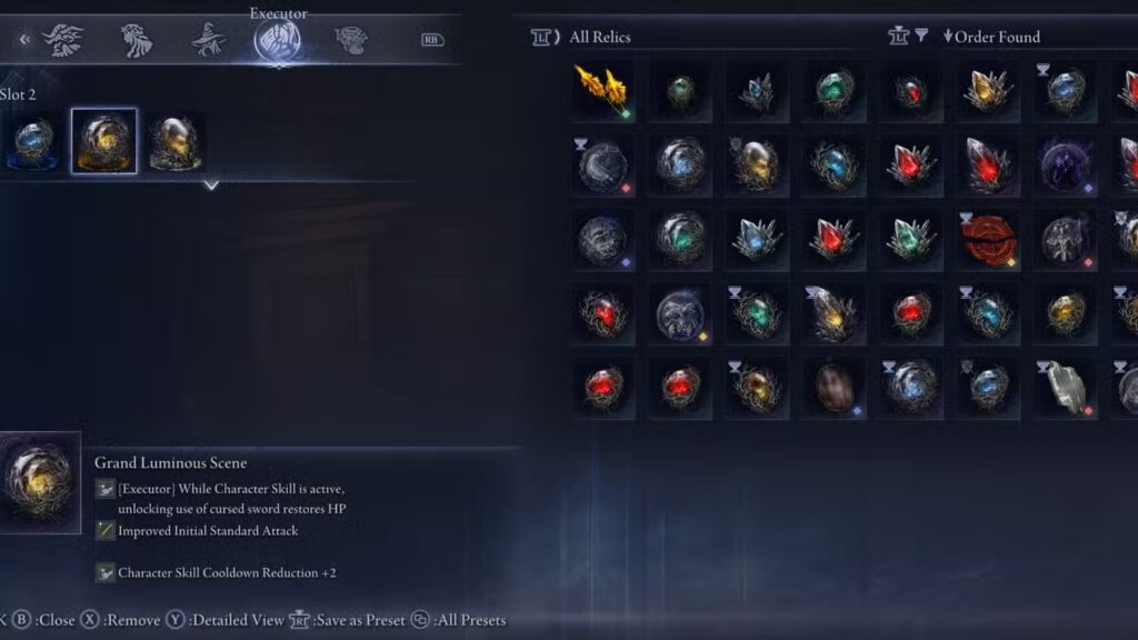 Elden Ring Nightreign Relics Rite Menu