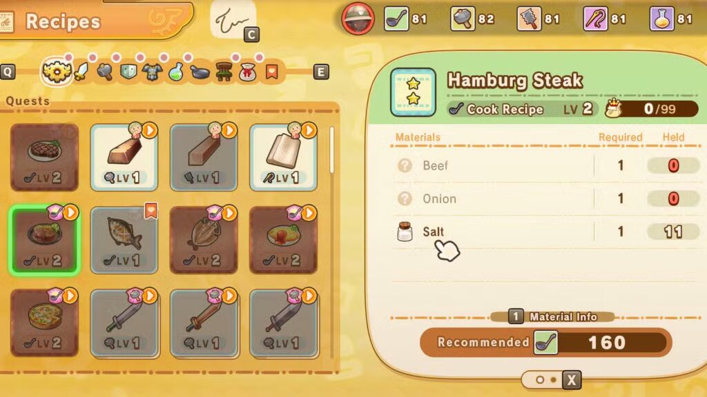 Fantasy Life Salt Recipes