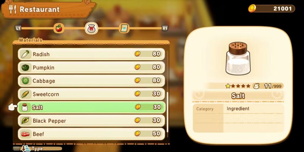 Fantasy Life Restaurant Salt Info