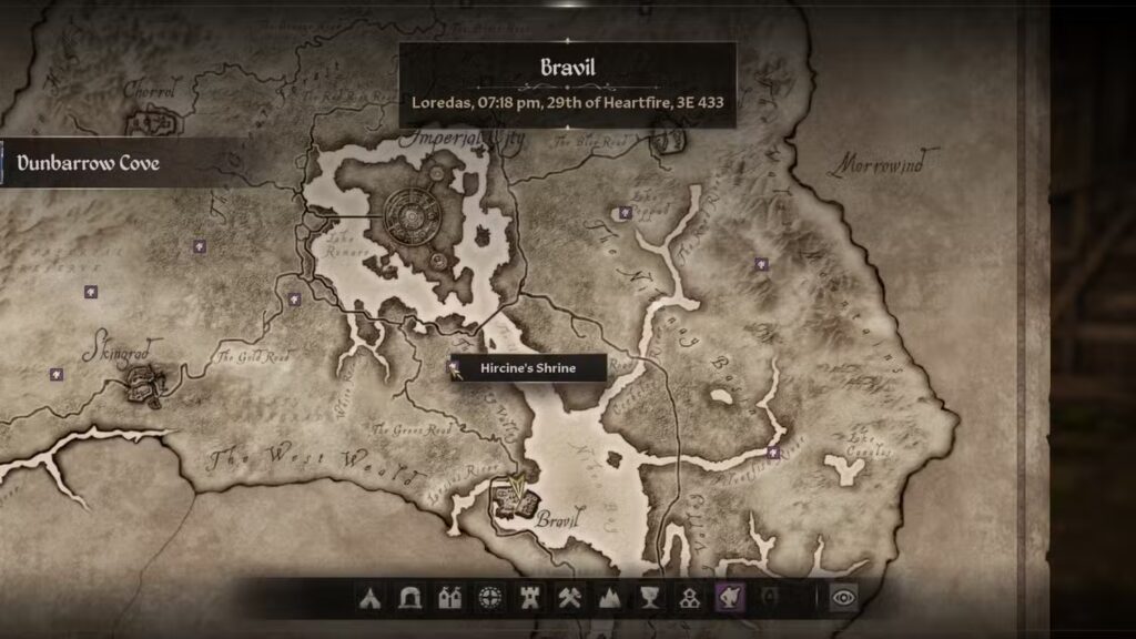 Hircine's Shrine Map Location in The Elder Scrolls 4 Oblivion Remastered