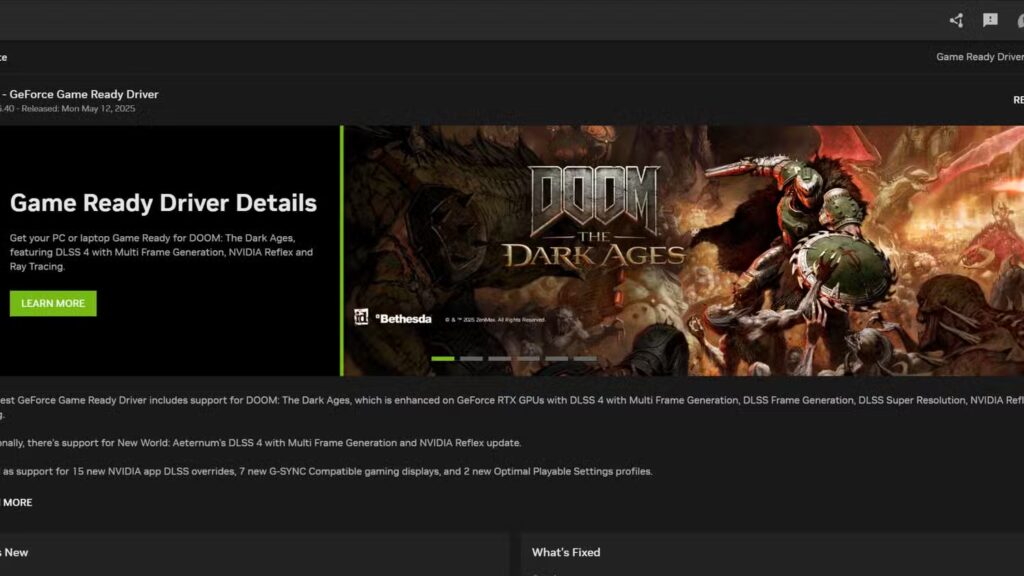 Doom: The Dark Ages Latest Nvidia GPU