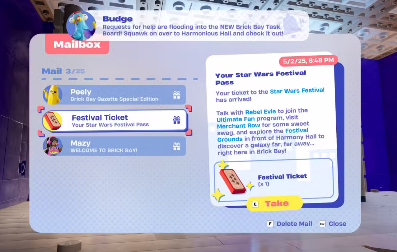 Lego Fortnite Brick Life Festival Ticket