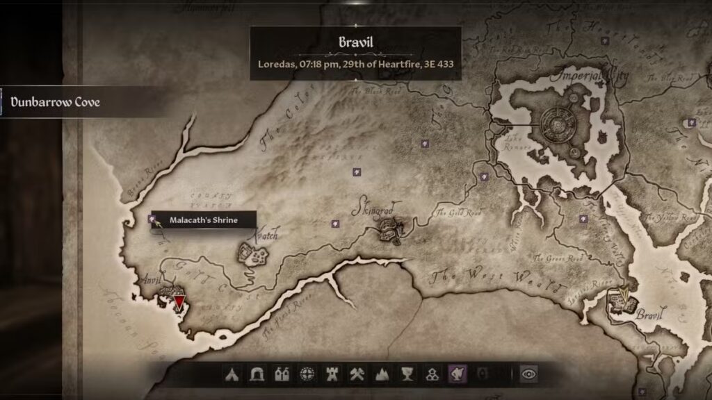 Malacath's Shrine Map Location in The Elder Scrolls 4 Oblivion Remastered