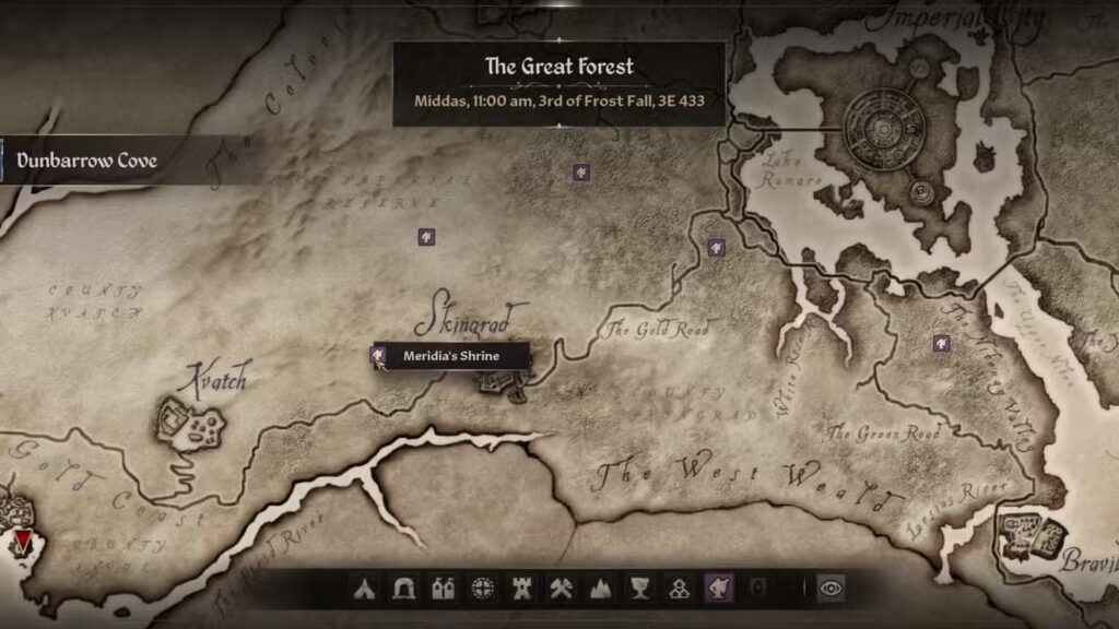 Meridia's Shrine Map Location in The Elder Scrolls 4 Oblivion Remastered