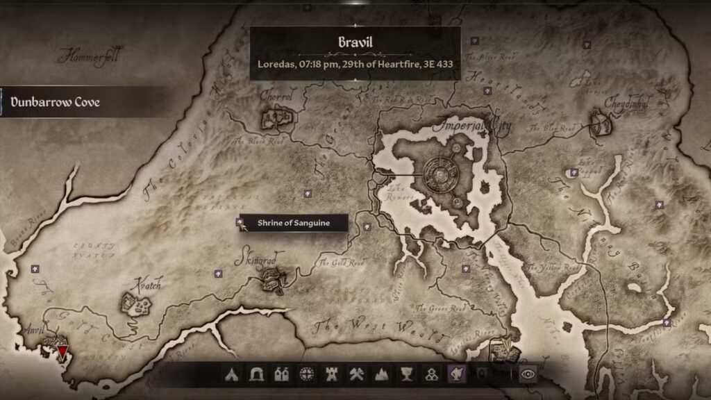 Shrine of Sanguine Map Location in The Elder Scrolls 4 Oblivion Remastered