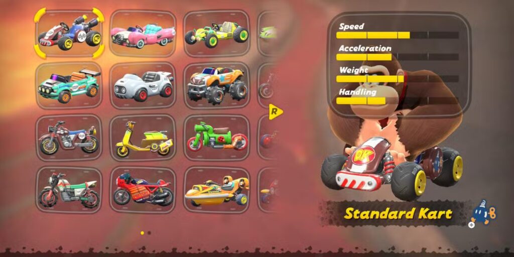 Donkey Kong Stats Heavy Characters in Mario Kart World