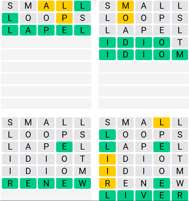 Screenshot of Quordle 1298 Answers August 14, 2025