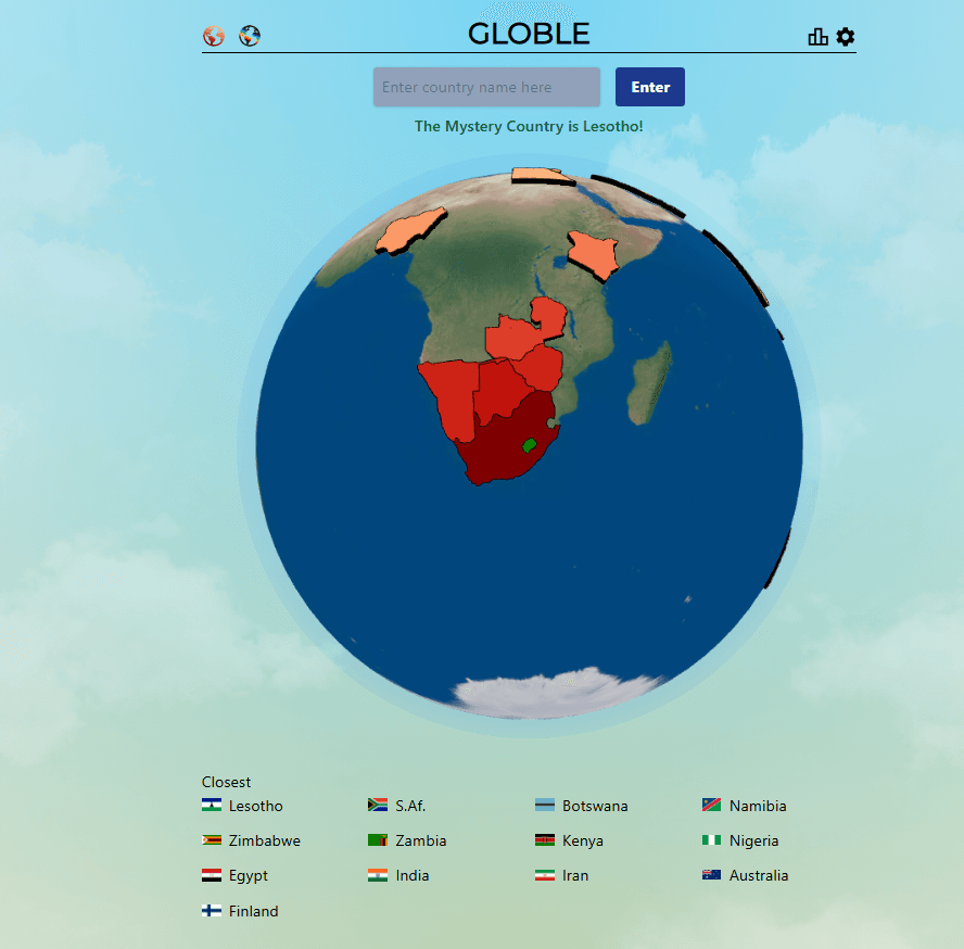Screenshot of Globle Answer August 24-2025