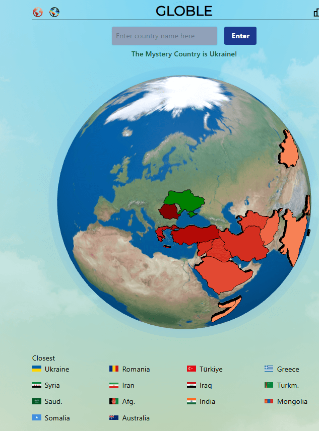 Globle Answer- Ukraine for August 26, 2025