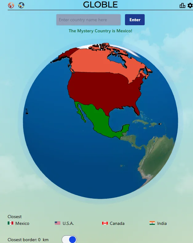 Screenshot of Globle Answer August 27, 2025 - Mexico