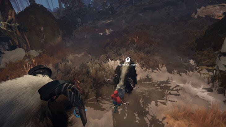 Screenshot of the cliffside Calicorn location in Herdling
