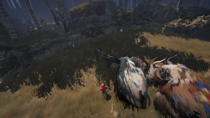 Screenshot of the cliffside Calicorn location in Herdling