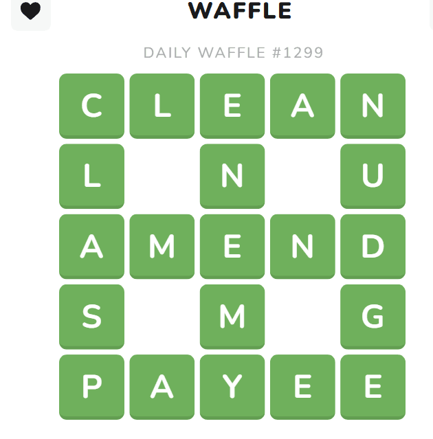 Screenshot of Waffle Puzzle Solved for August 12, 2025