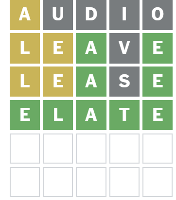 Screenshot of Wordle August 30 2025 Answer ELATE