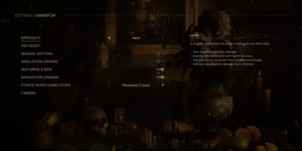 Mafia: The Old Country Difficulty Settings Screenshot