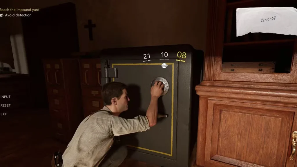 In-Game Screenshot of Impound Yard Safe in Mafia: The Old Country (Chapter 3)