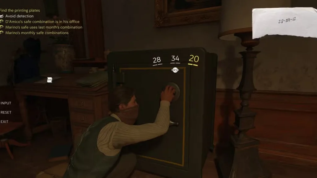 Screenshot showing Marino's Safe in Mafia: The Old Country (Chapter 6)