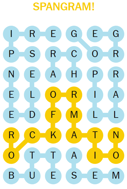 NYT Strands 544 solved puzzle for August 29, 2025 showing all rock formation theme words (BUTTE, MESA, NEEDLE, PILLAR, ARCH, SPIRE, GORGE) highlighted in blue and spangram ROCKFORMATION highlighted in yellow