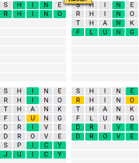 Screenshot of Quordle Classic Answers August 30, 2025