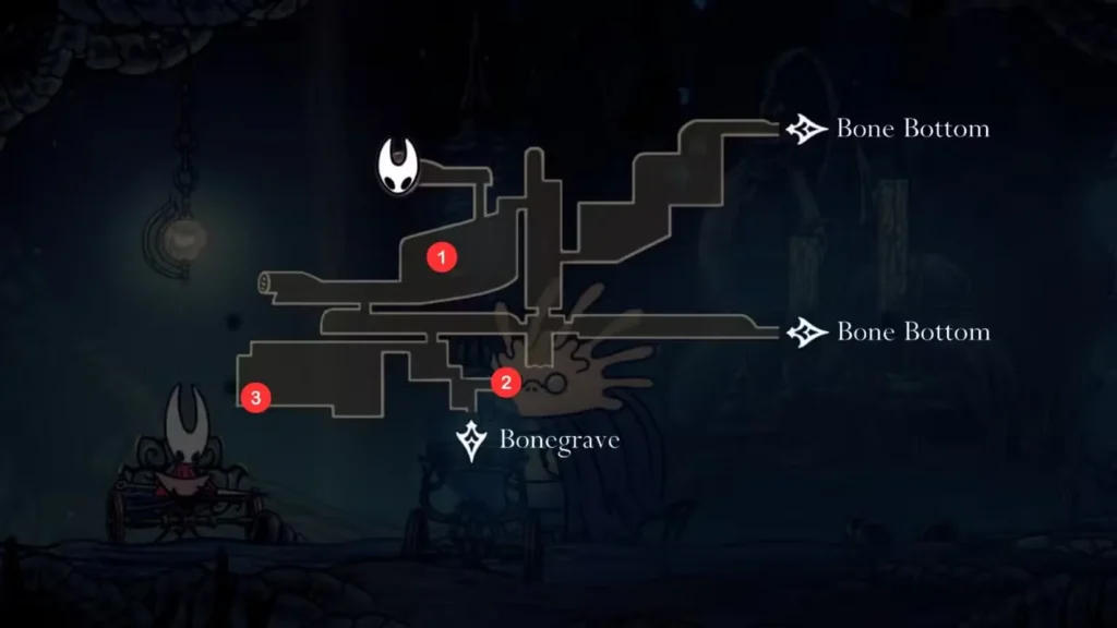 Wormways area map with red numbered markers showing the three Plasmium locations relative to Alchemist Zylotol