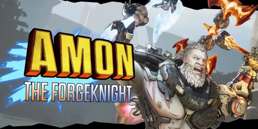 Borderlands 4 Amon the Forgeknight character art showing armored warrior with elemental weapons