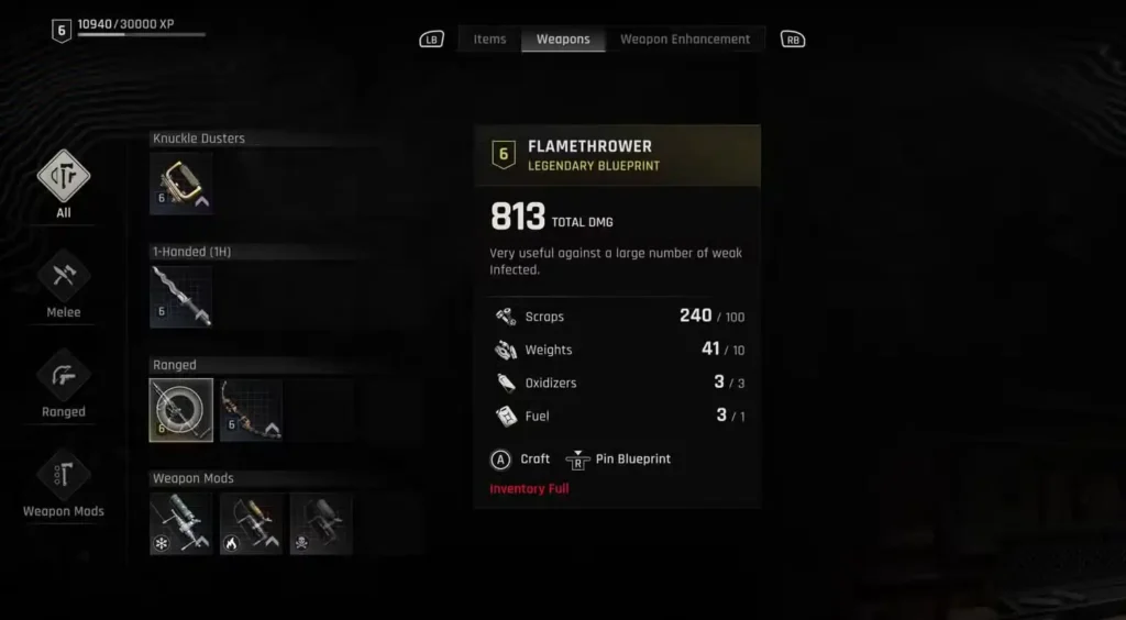 Flamethrower craft in Dying Light the Beast