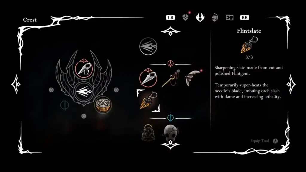 Herramienta de pedernales en Hollow Knight Silksong