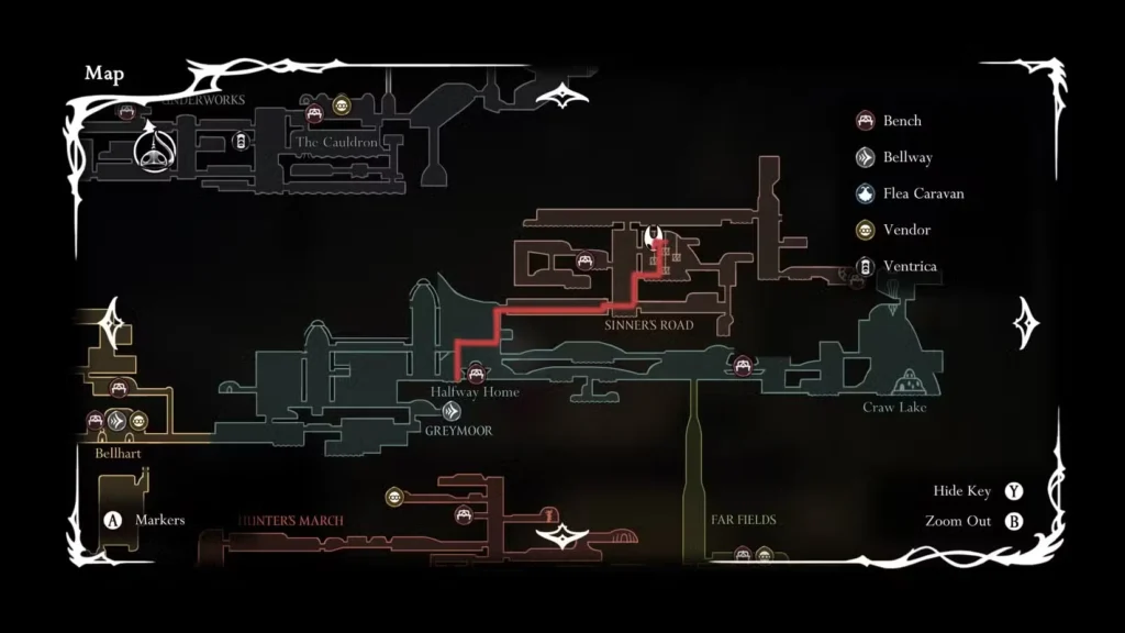 Accès à Sinner's Road : ascenseur et détails de l'itinéraire