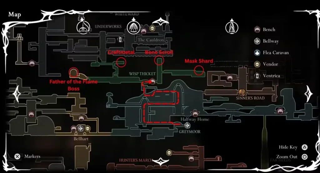 Wisp Thickest Location Map Highlighted navigation
