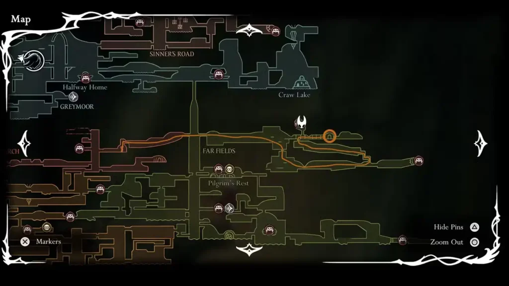 Reach Map to Heart of the wild in Hollow Knight Silksong