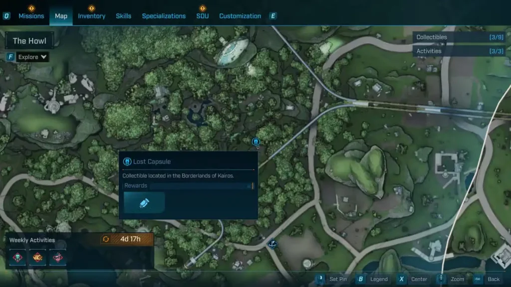 Lost Capsule on The Map in Borderlands 4