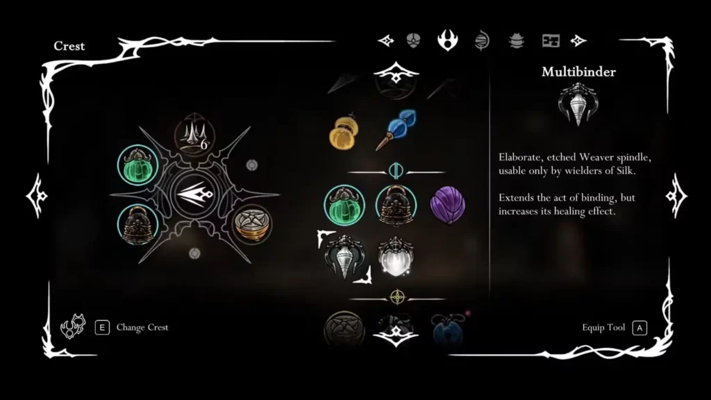 Detalle del multiencuadernador en la captura de pantalla del juego silksong