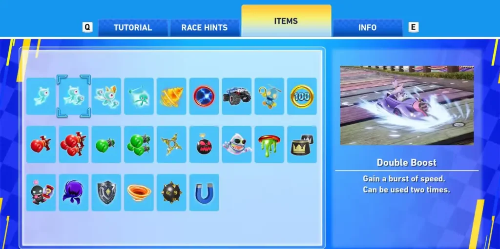 Sonic Racing Crossworlds Double Boos Items