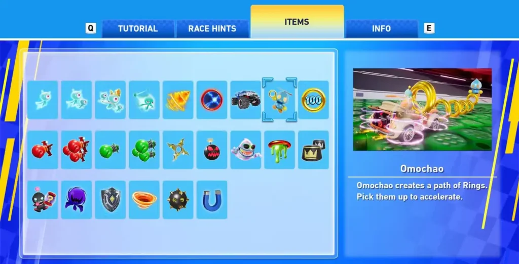 Sonic Racing Crossworlds Omochao Items