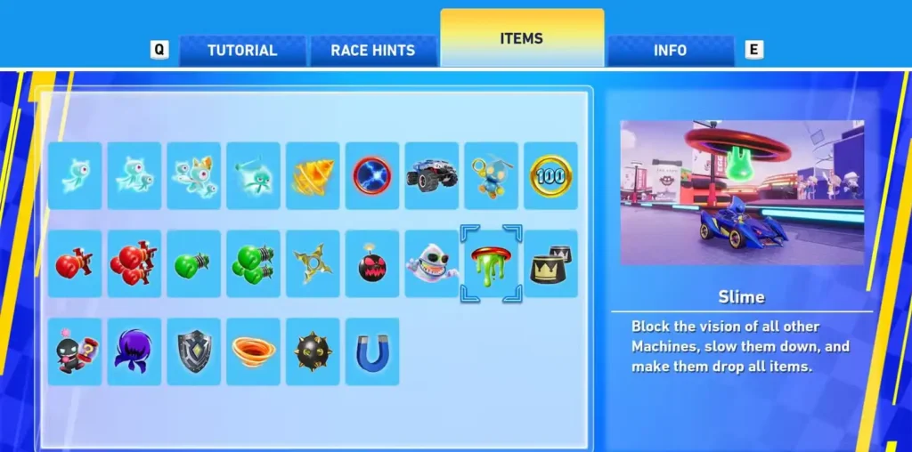 Sonic Racing Crossworlds Slime Items