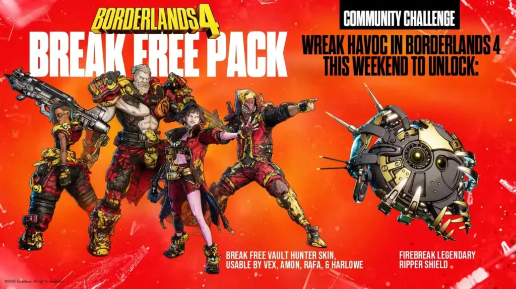 Borderlands 4: How to Get the Break Free Pack – Free Legendary Shield & Skins Code
