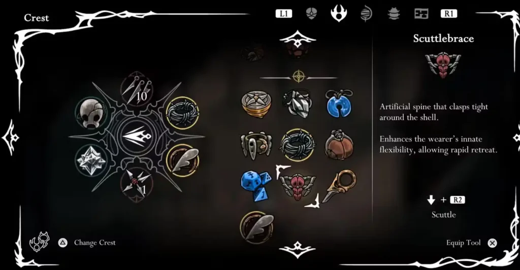 scuttlebrace tool in hollow knight silksong