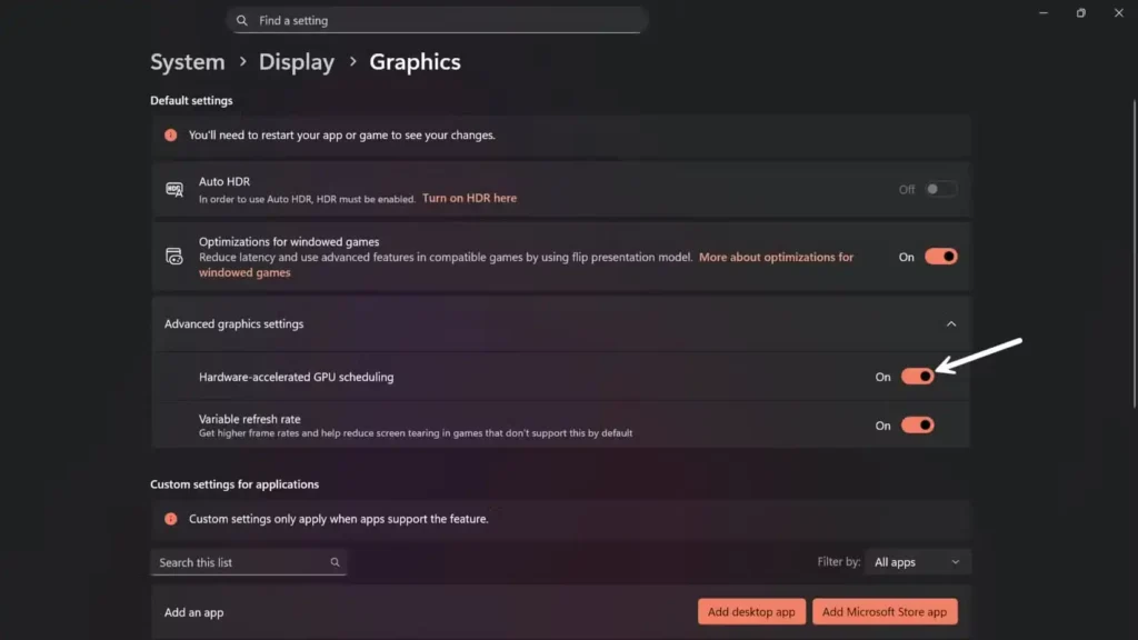 Turn Off Hardware Accelerated GPU Scheduling to improve performance in Borderlands 4