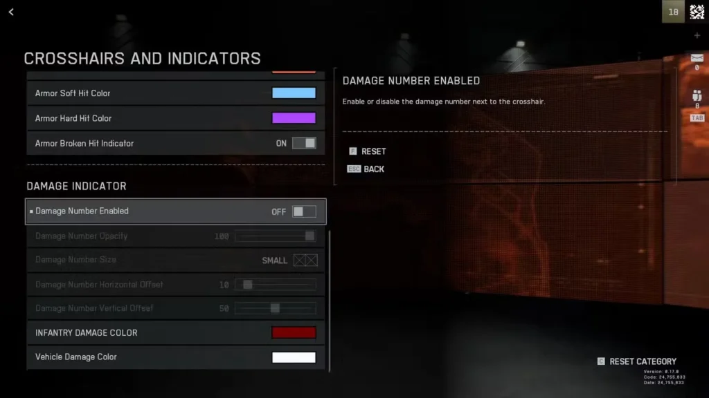 Damage Numbers Settings in Battlefield 6
