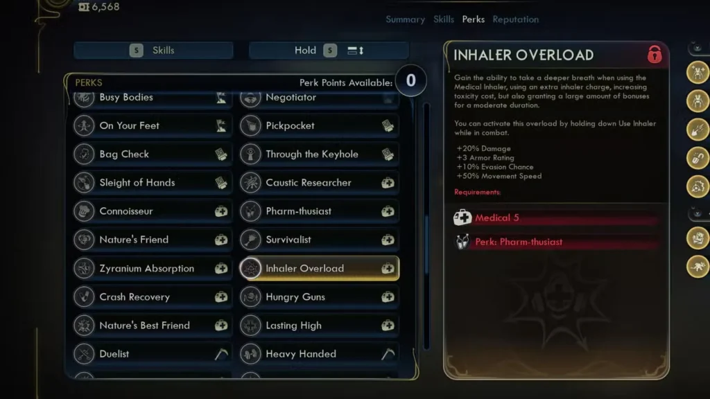 Medical Perks: Chemistry, Healing & Status Effects