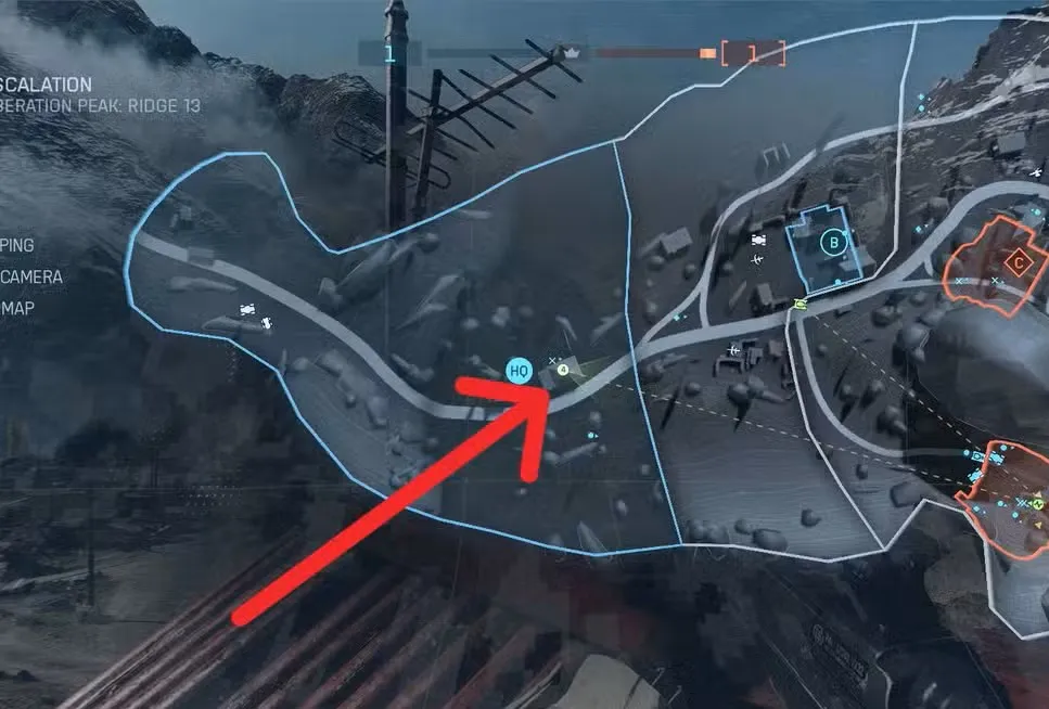 Red Roof in the HQ location map highlighted in red in Battlefield 6