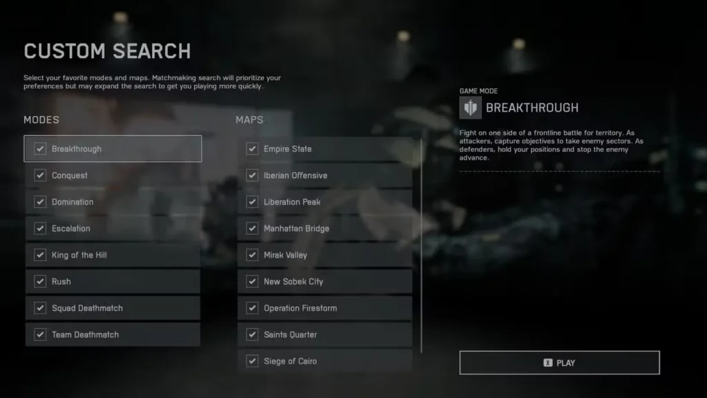 Custom Search in Battlefield 6